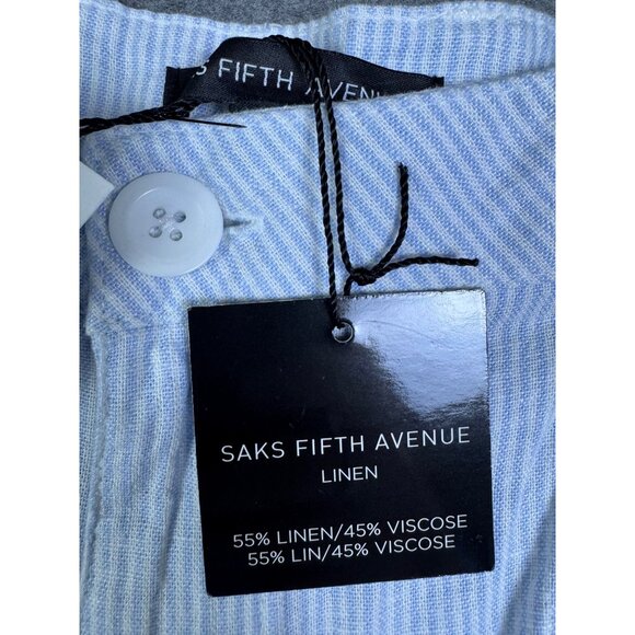 Saks Fifth Avenue Shorts Mens 40 Blue Linen Sky Resort Dressy Beach Lightweight - Picture 3 of 10